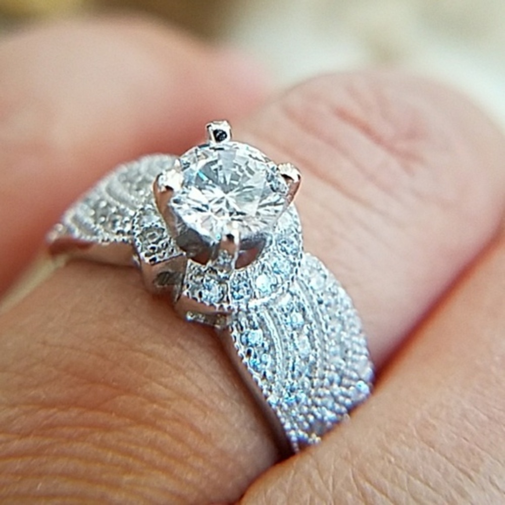 14k Gold plated 0.75ct Round Engagement Ring